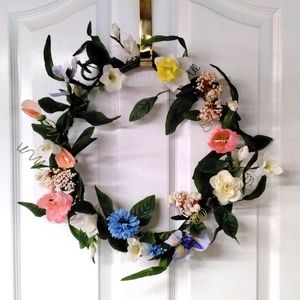 Lacy Spring Floral Silk Wreath 17"x17"